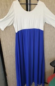 3x dress, blue/white 3/4 sleeves